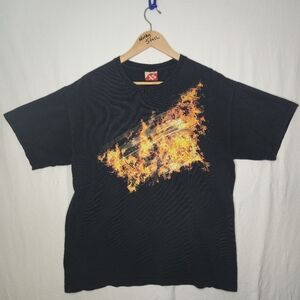 Exact Science Men's Black Tee Shirt With Flames Size Largw